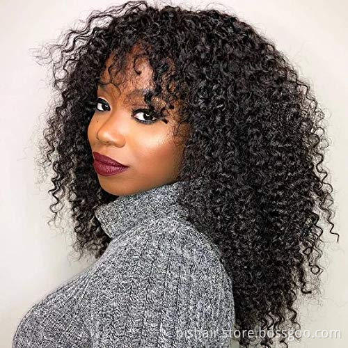 Afro Kinky Curly Hair Real Wig 100% Real Hair Brazil Front Lace Wig 180 Density Natural Color Suitable for Women's Wholesale